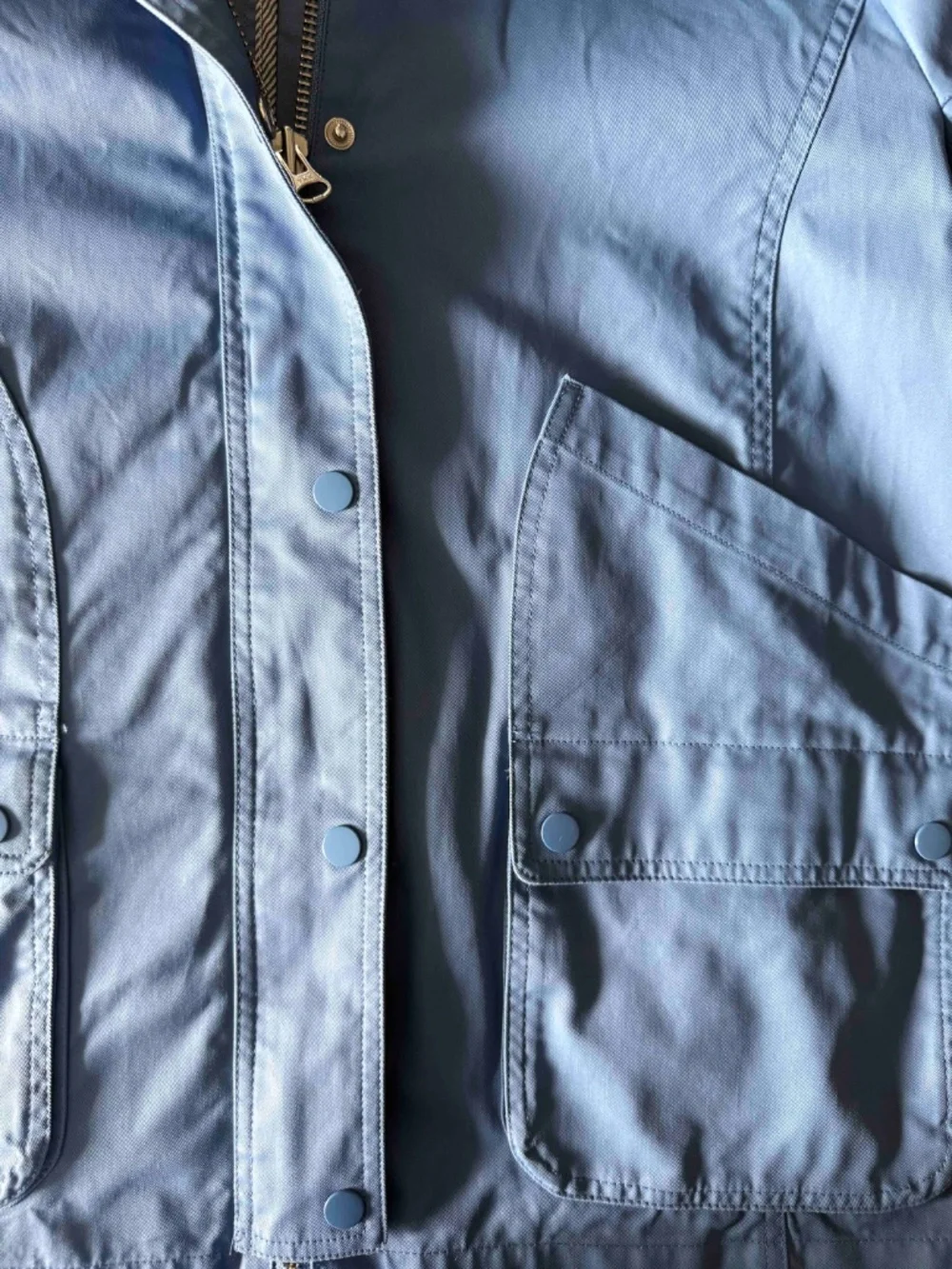 J Crew Barn Jacket Waxed Cotton Chore Coat Corduroy Collar Blue Women’s XL Tall